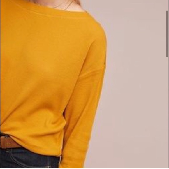 Anthro Akemi + Kin Waffle Knit Top Thermal Mustard Small - Picture 2 of 7